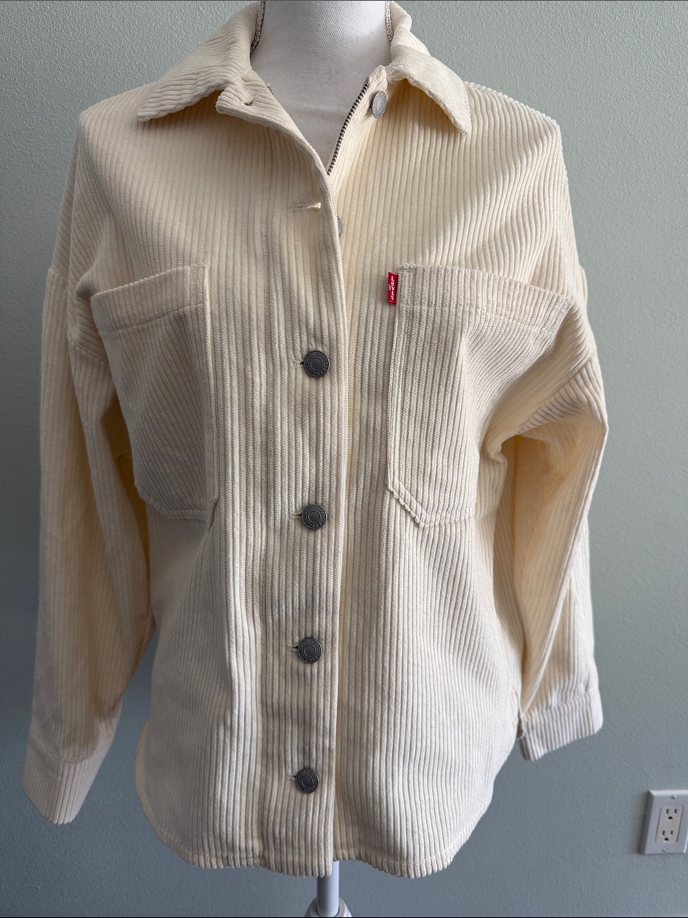 Levi's Cream WOMENS Corduroy Button-Up Jacket AND ZIP UP PTP 21 1/2